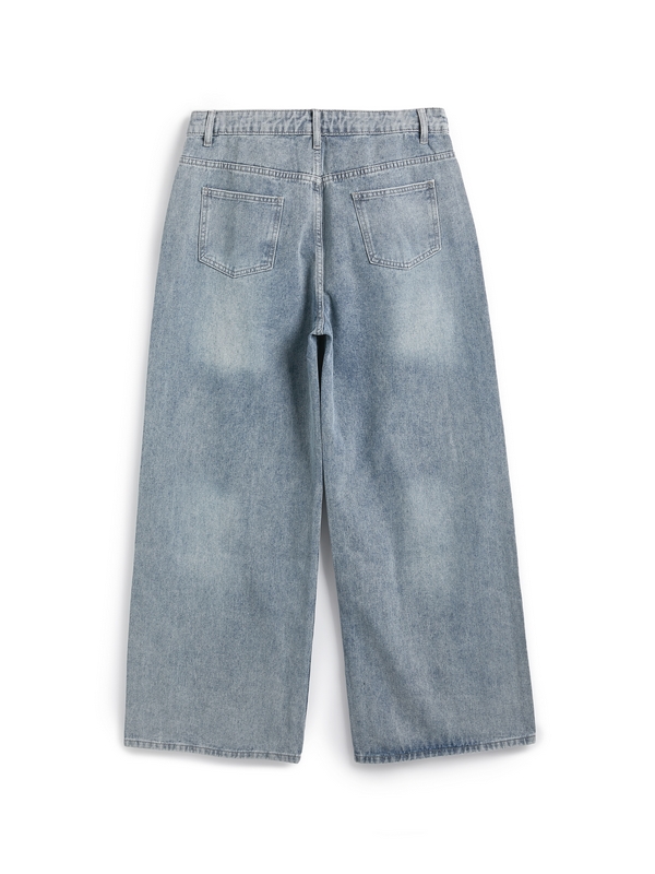 Vaqueros holgados desgastados con parches descoloridos para hombre-5