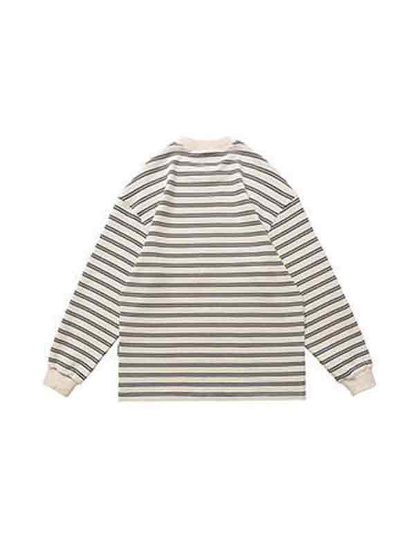 Camiseta de manga larga con estampado de rayas para hombre-1