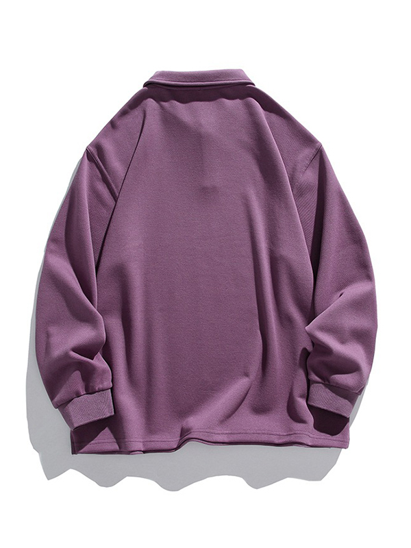 Sudadera de hombre con cuello de solapa unicolor-1