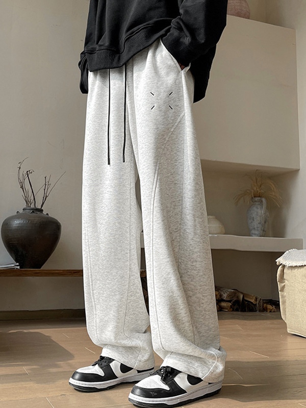 Pantalones deportivos de silueta con cordón liso para hombre-1