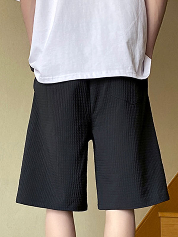 Shorts de hombre con cordón liso texturizado-4