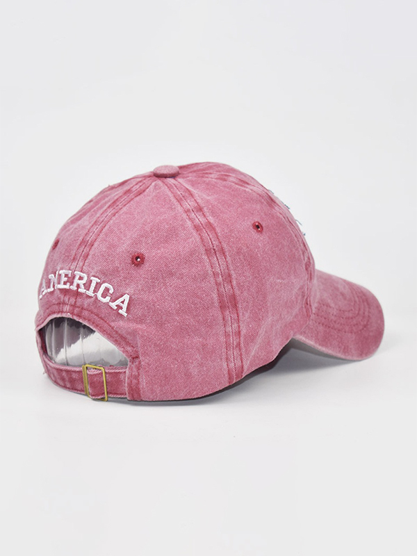 Gorra de béisbol lavada con bordado de bandera-2