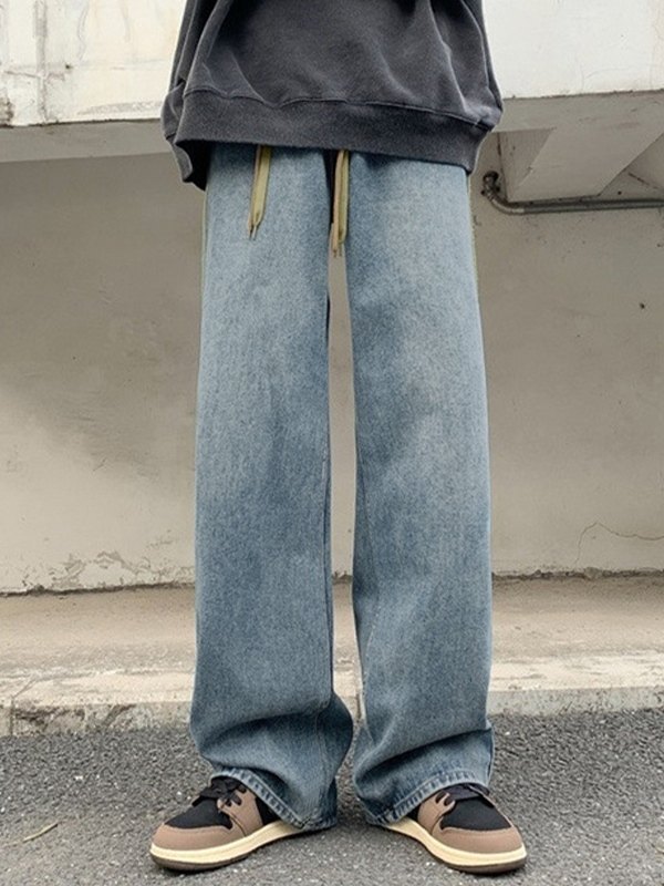 Jeans sueltos con rayas laterales para hombre-3