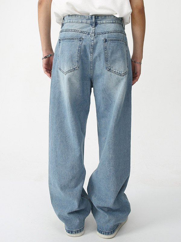 Jeans sueltos con estampado de letras para hombre-5
