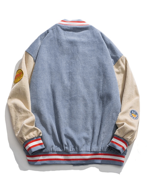 Chaqueta con parche de insignia de pana para hombre-1