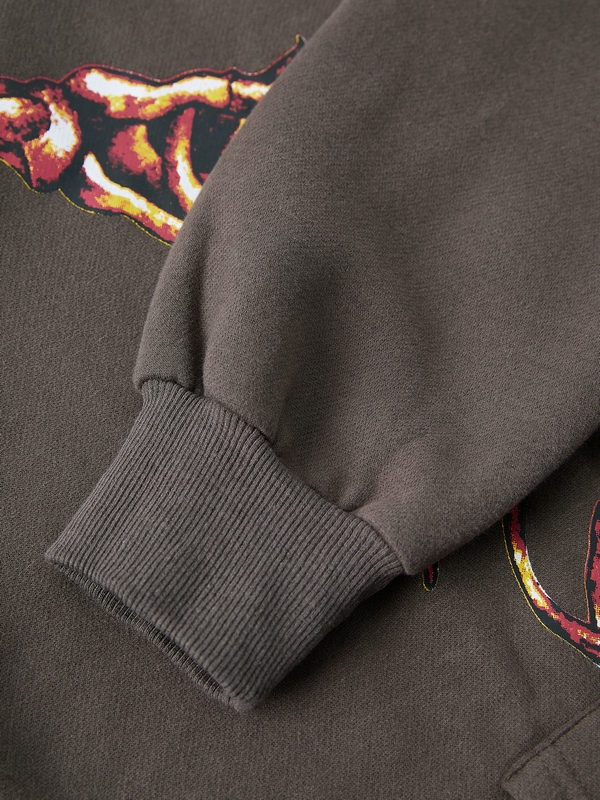 Sudadera con capucha suelta con estampado de esqueleto-5
