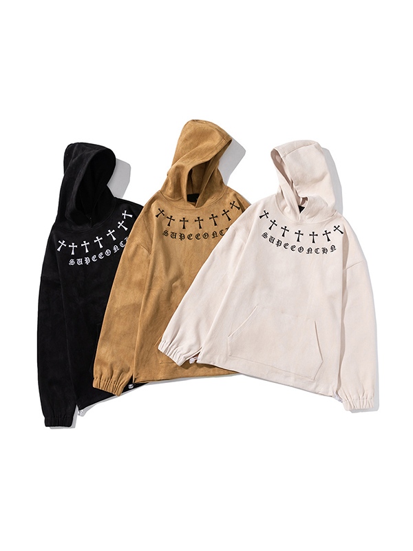 Sudadera con capucha extragrande con bordado cruzado para hombre-1