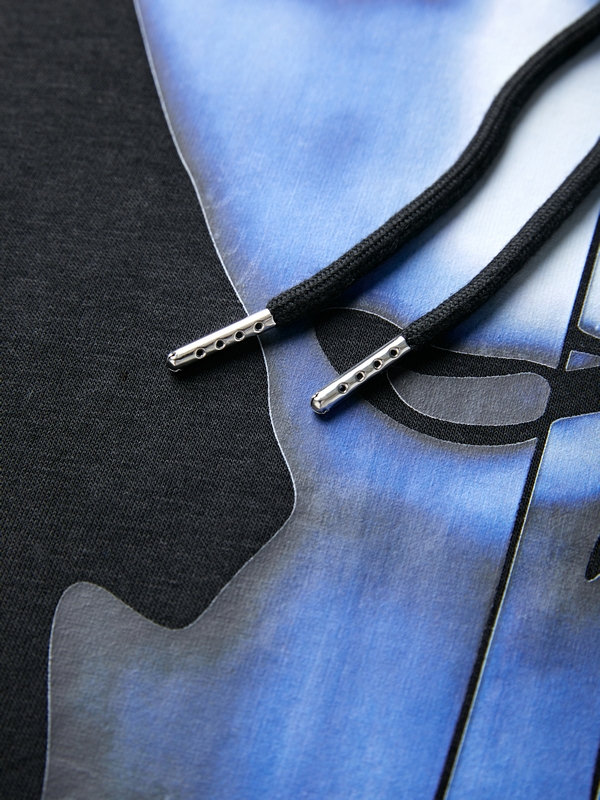 Sudadera con capucha extragrande con estampado de personajes de rock para hombre-4