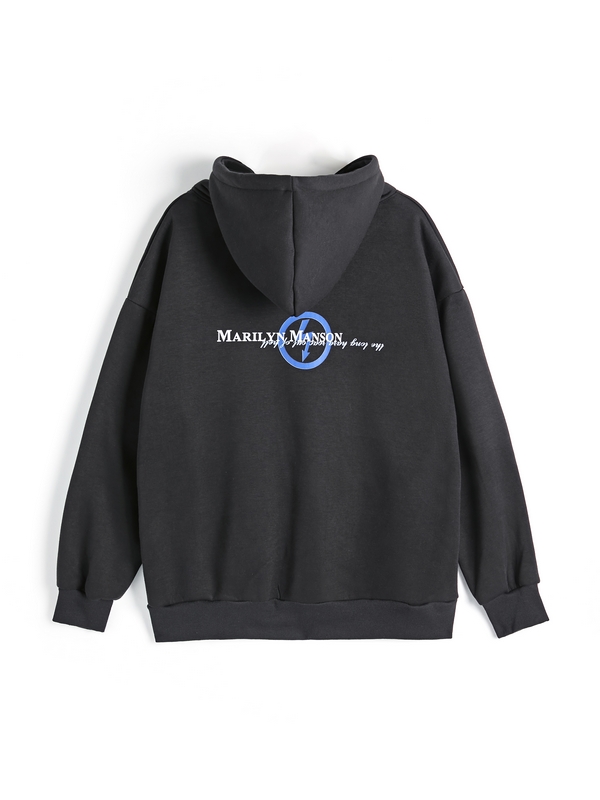 Sudadera con capucha extragrande con estampado de personajes de rock para hombre-2