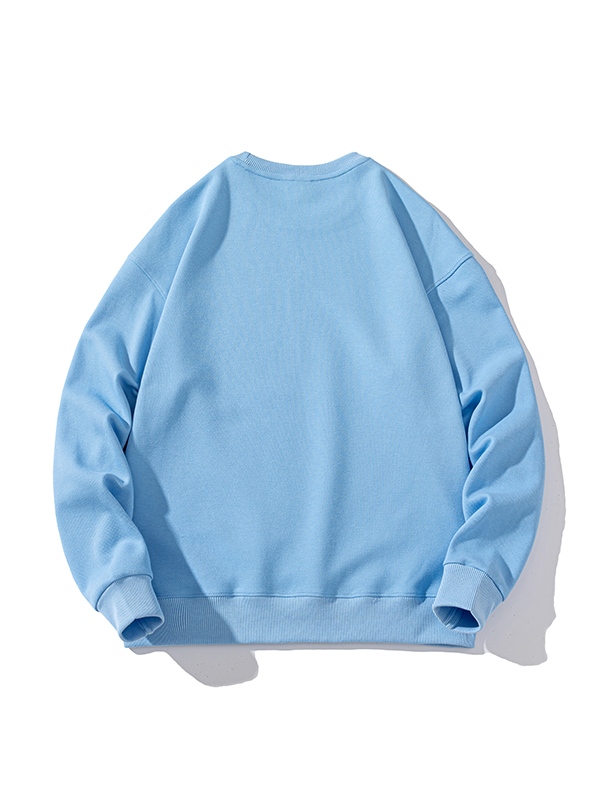 Sudadera De Hombre De Algodón Puro De Color Liso Con Cuello Redondo-1