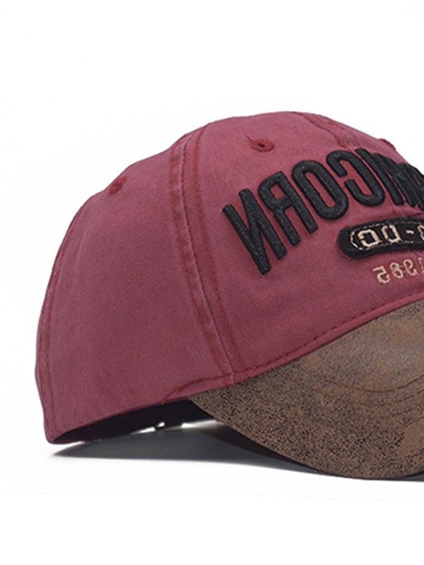 Gorra de béisbol bordada con paneles de cuero Pu-2