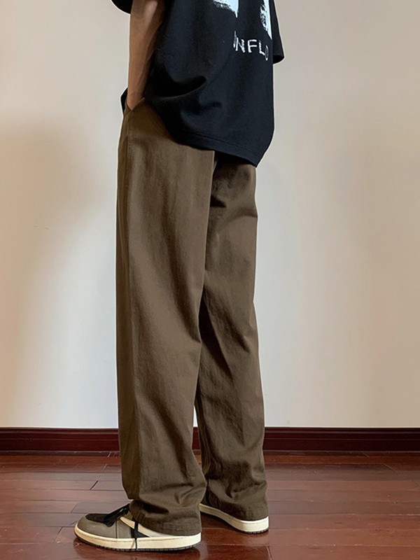 Pantalones casuales sueltos de algodón para hombres-3