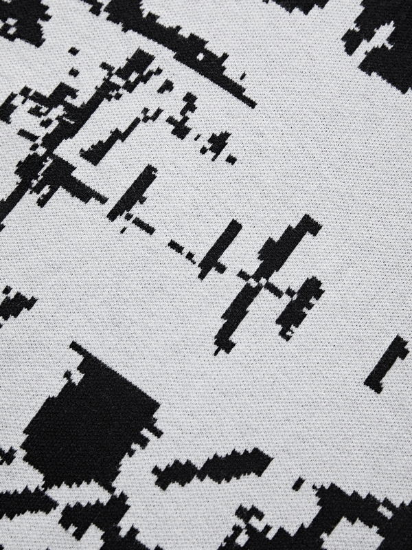 Suéter de punto con estampado de retrato abstracto para hombre-4