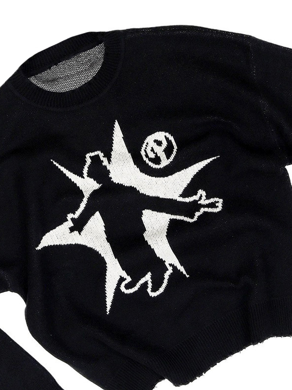 Suéter sin cierre con estampado Hip Pop para hombre-5